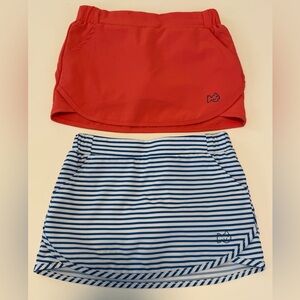 2 Prodoh Kids Active Skort Set - Coral and Navy Stripe